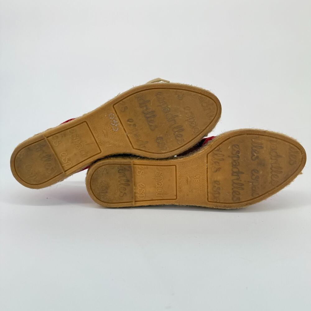 Gaimo Espadrilles Womens Size 8.5 EU 39 Made in Spain Boho Red Retro Silk Summer - Picture 8 of 9